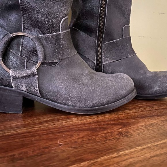 Patron by Perugia Rickey Womens Tall Gray Distressed Leather Boots_Size 7 - Picture 5 of 7